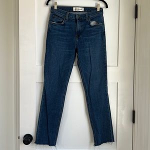 REFORMATION Blue Kasai Wash Mid-Rise Raw Hem Slim Denim size 27